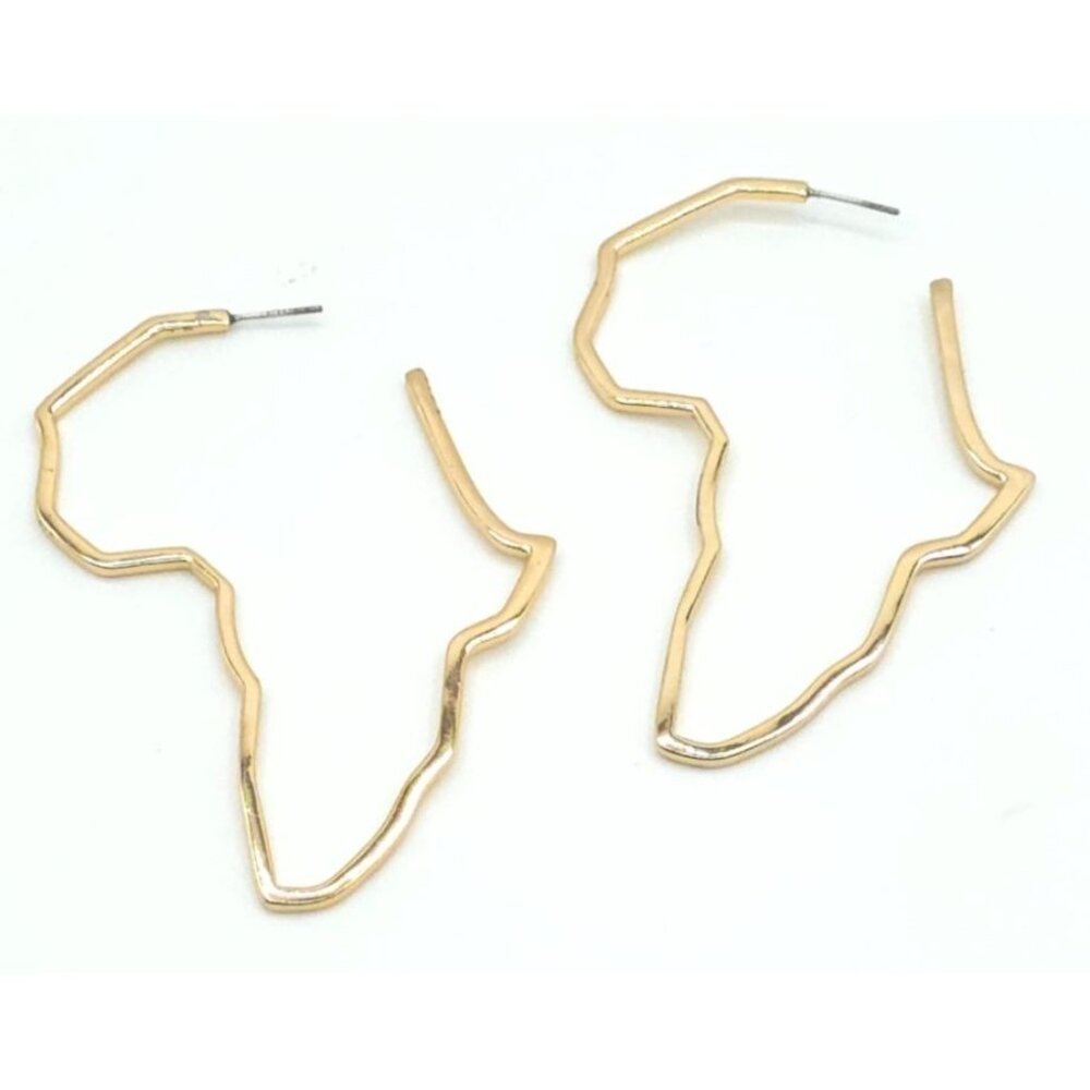 Africa Shaped Gold Tone Hoop Earrings For Women